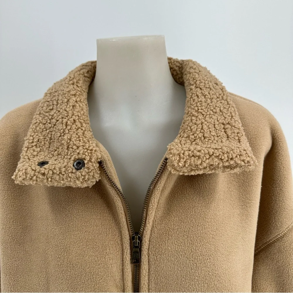 Banana Republic Women's SHERPA BOMBER JACKET Sz L Oversized Snap Pockets… - Picture 6 of 17